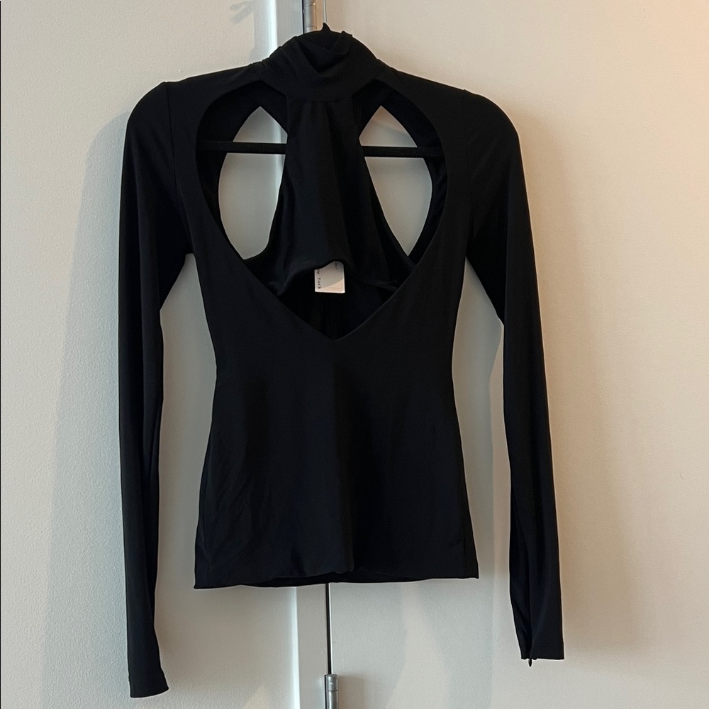Laquan Smith Black Long-Sleeve Cutout Women's Top small - Picture 5 of 9